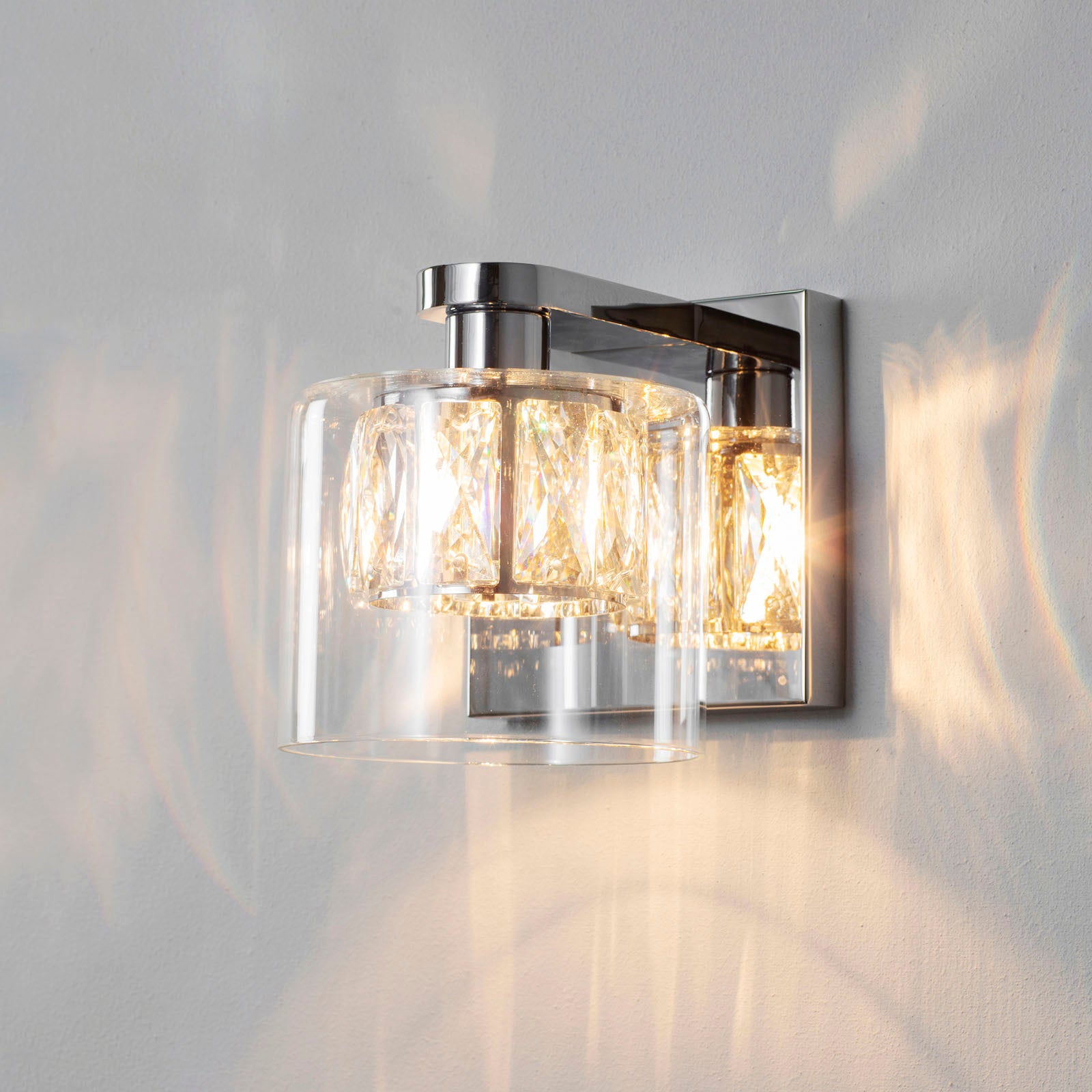 Verina 1-Light Chrome Crystal Wall Light