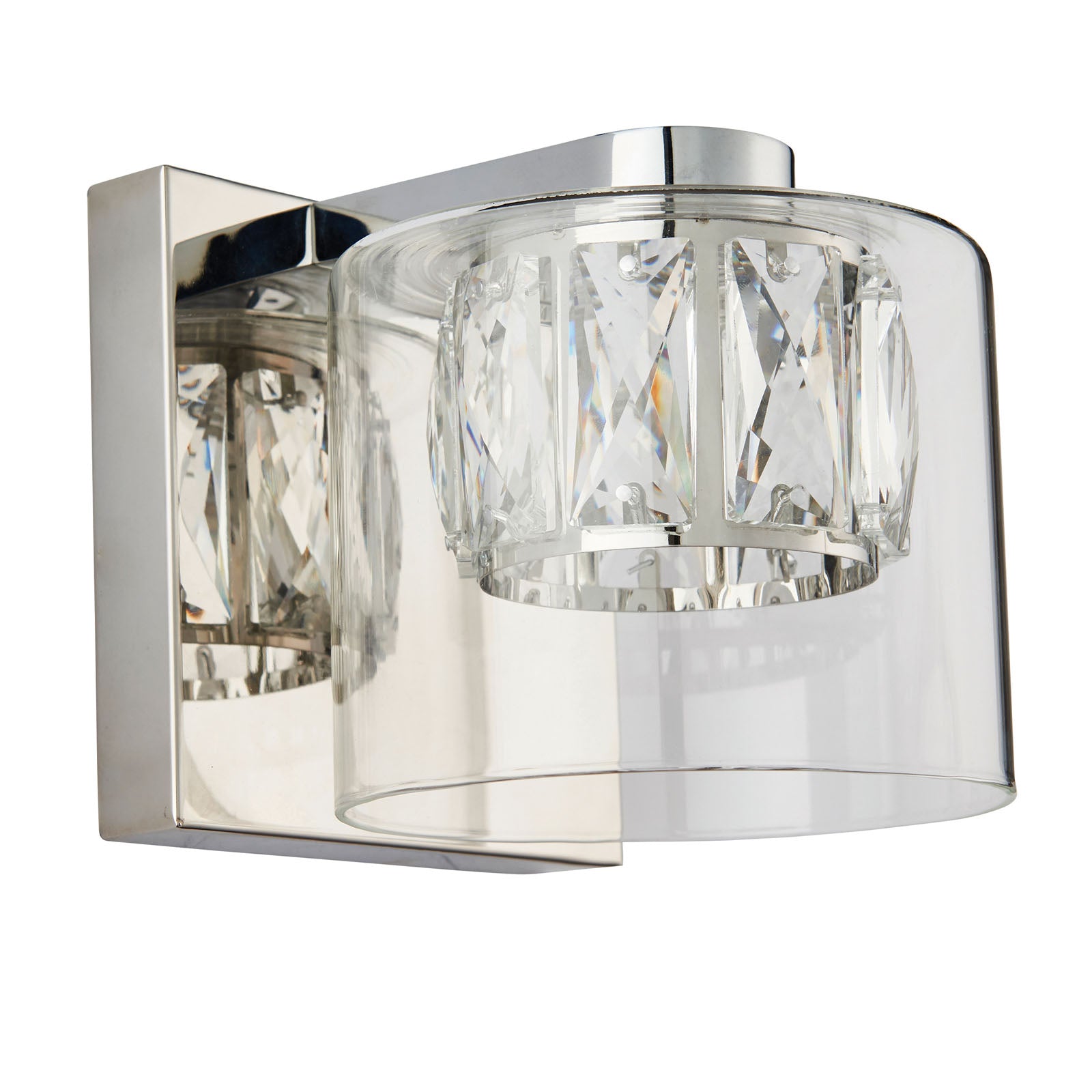 Verina 1-Light Chrome Crystal Wall Light