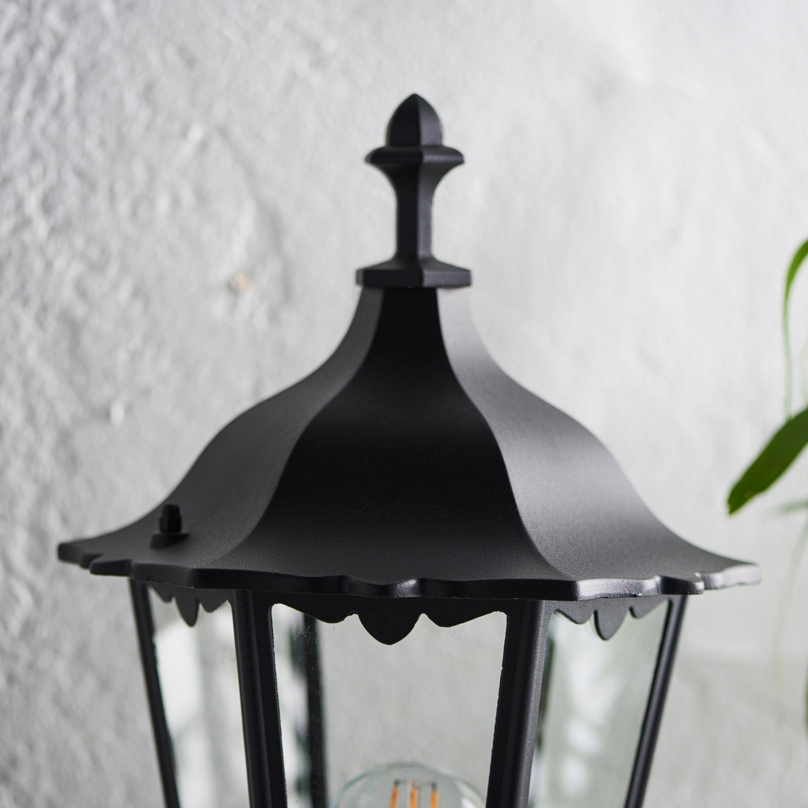 Burford 1-Light Outdoor Wall Lantern: Traditional Design (Matt Black & Clear Glass)