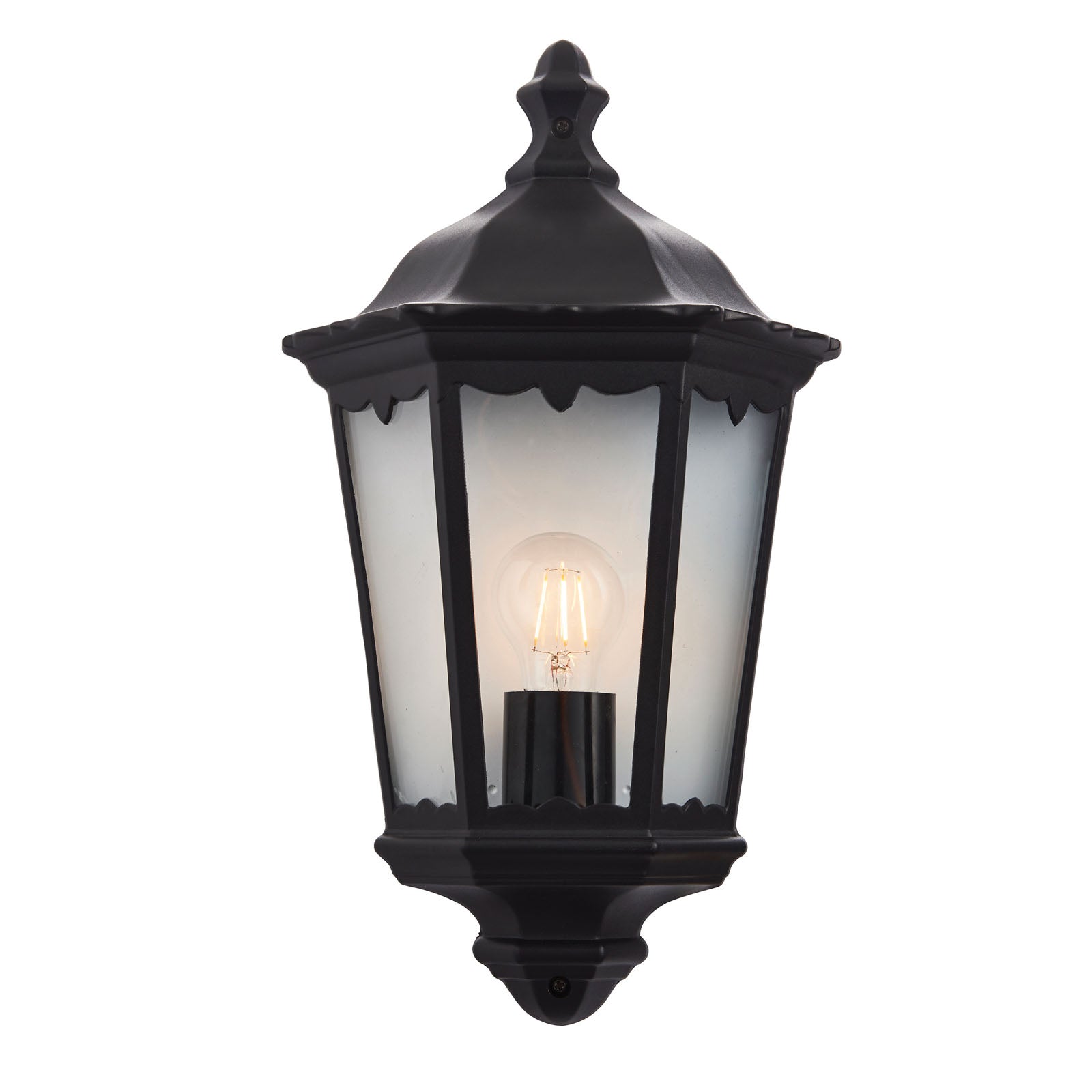 Burford 1-Light Outdoor Wall Lantern: Traditional Design (Matt Black & Coach Style)