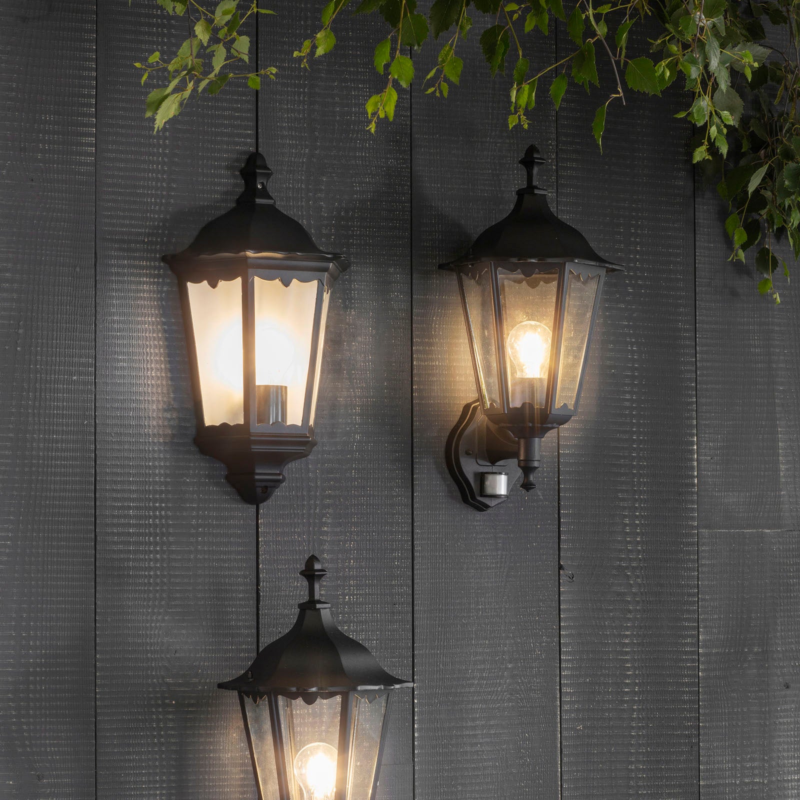Burford 1-Light Outdoor Wall Lantern: Traditional Design (Matt Black & Coach Style)