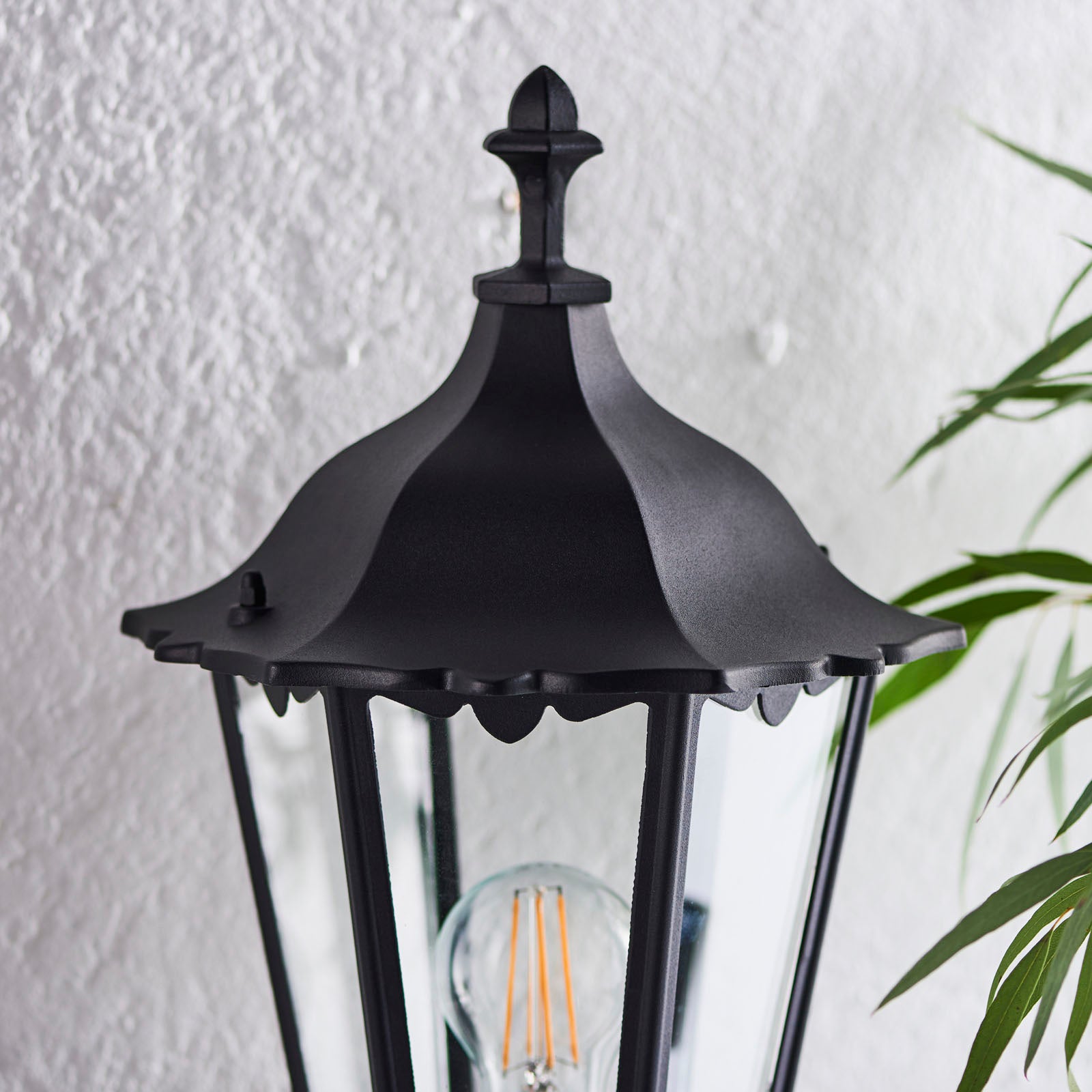 Burford 1-Light Outdoor Wall Lantern: Traditional Design (Matt Black, Glass & PIR Sensor)