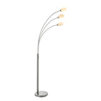 Jaspa 3-Light Multi-Arm Floor Lamp in Satin Nickel with White Glass Shades