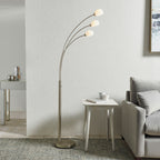 Jaspa 3-Light Multi-Arm Floor Lamp in Satin Nickel with White Glass Shades