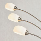 Jaspa 3-Light Multi-Arm Floor Lamp in Satin Nickel with White Glass Shades