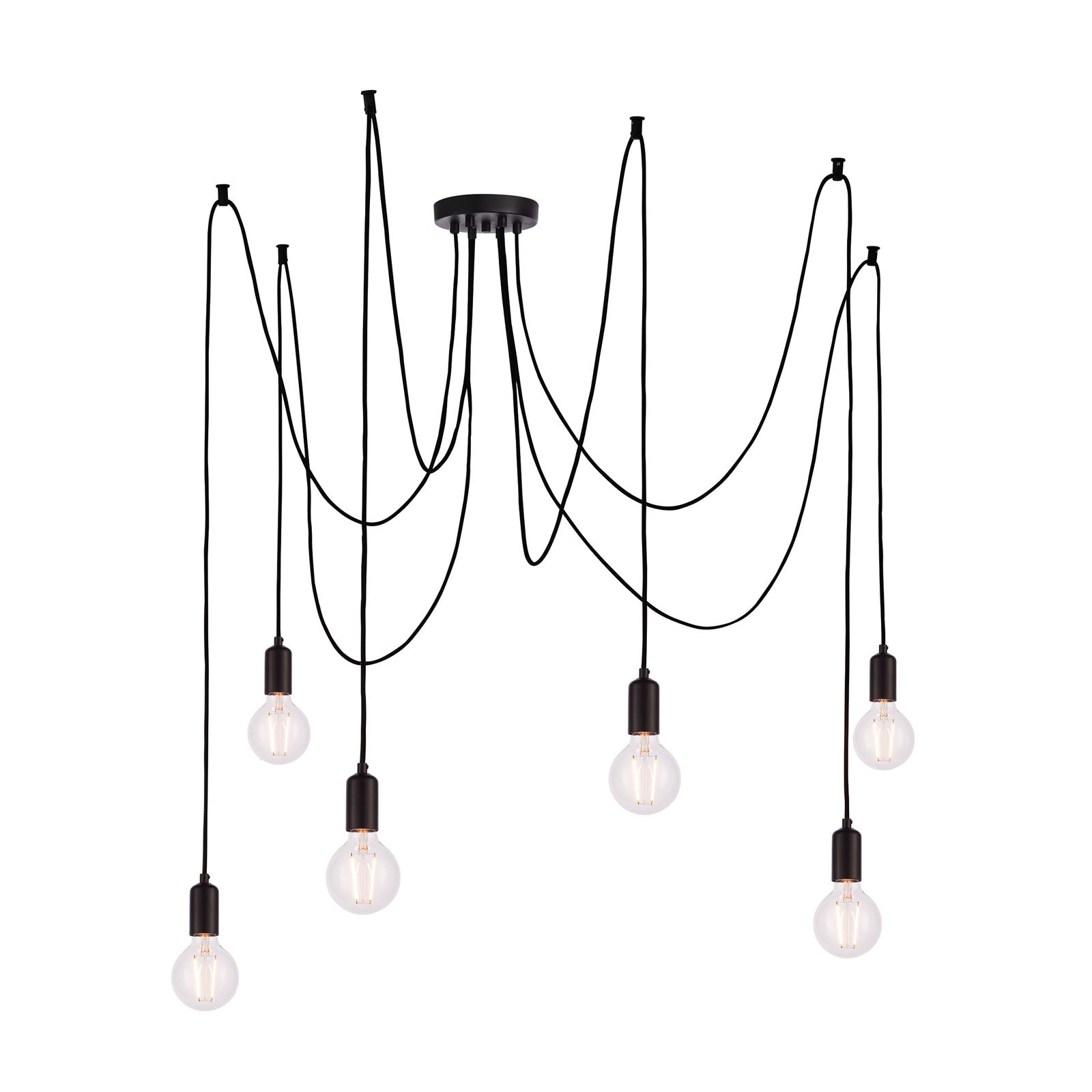 Studio Industrial 6-Light Pendant (Adjustable, Black)