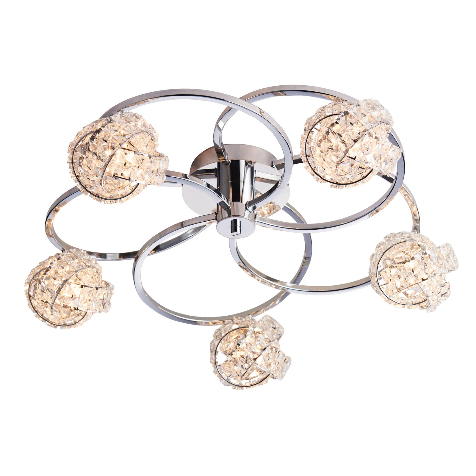 Talia 5-Light Chrome Ceiling Light (Crystal Clusters)