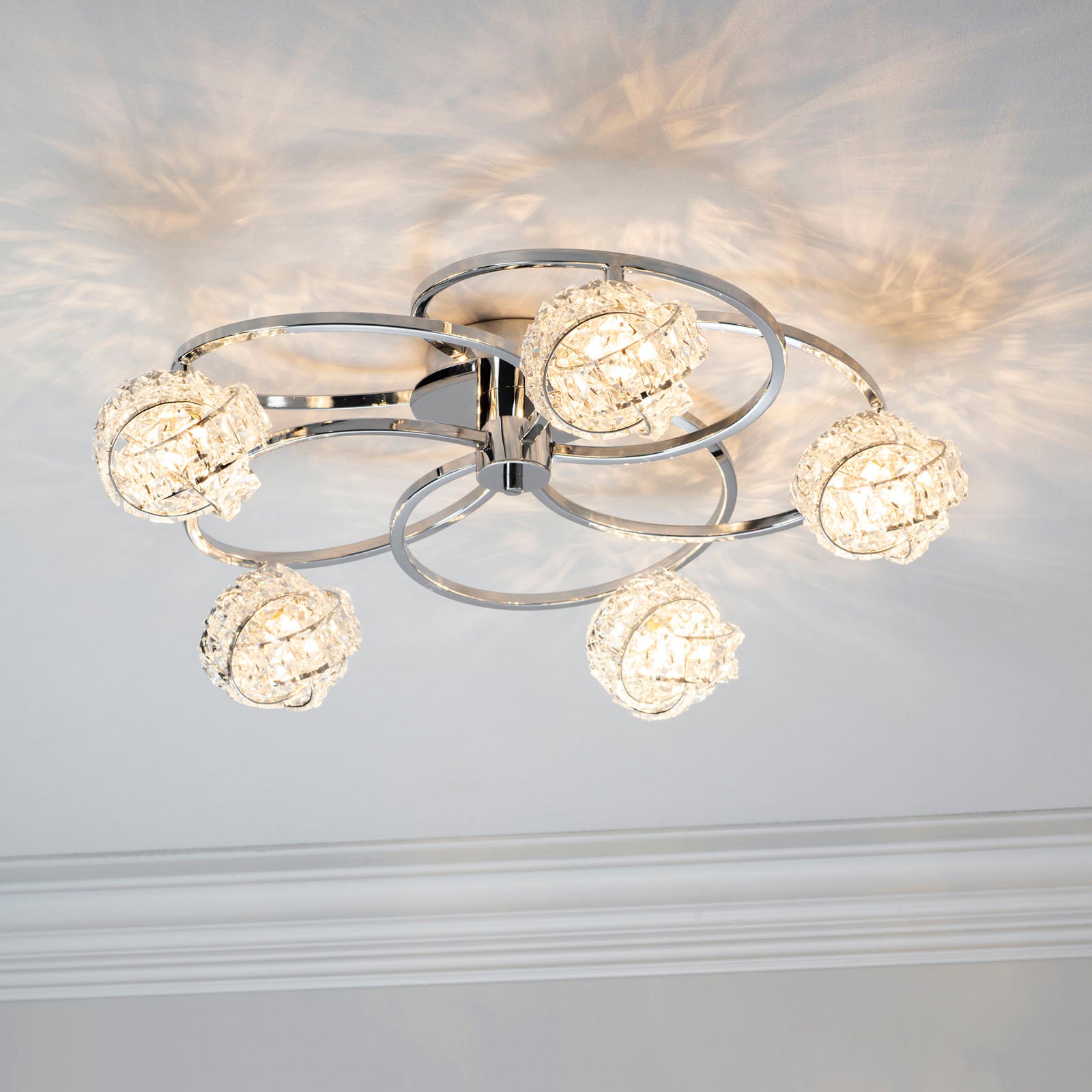 Talia 5-Light Chrome Ceiling Light (Crystal Clusters)