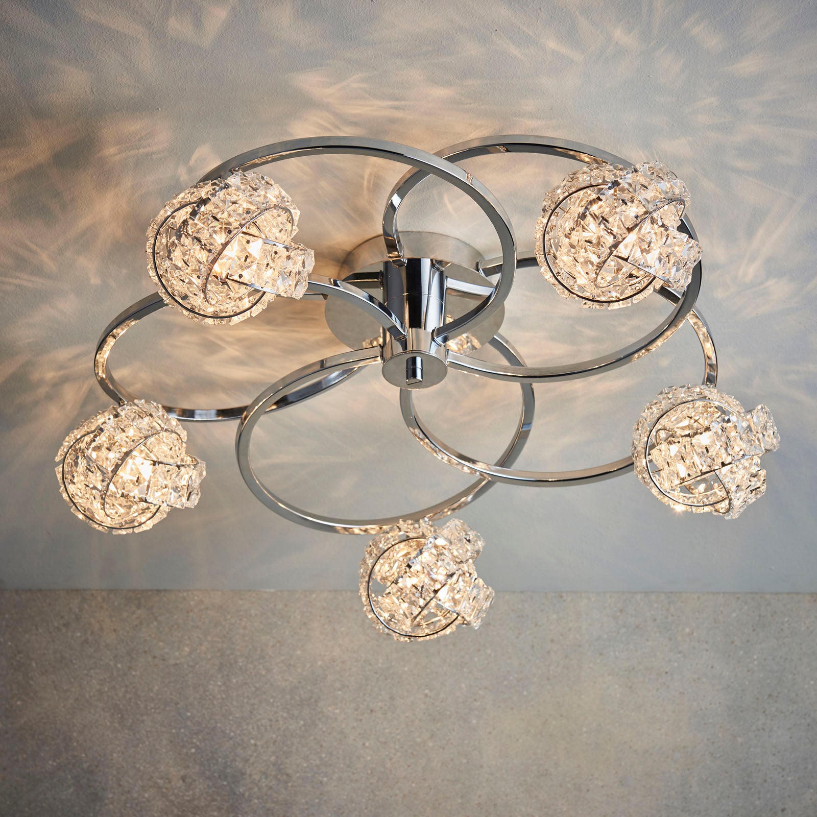 Talia 5-Light Chrome Ceiling Light (Crystal Clusters)
