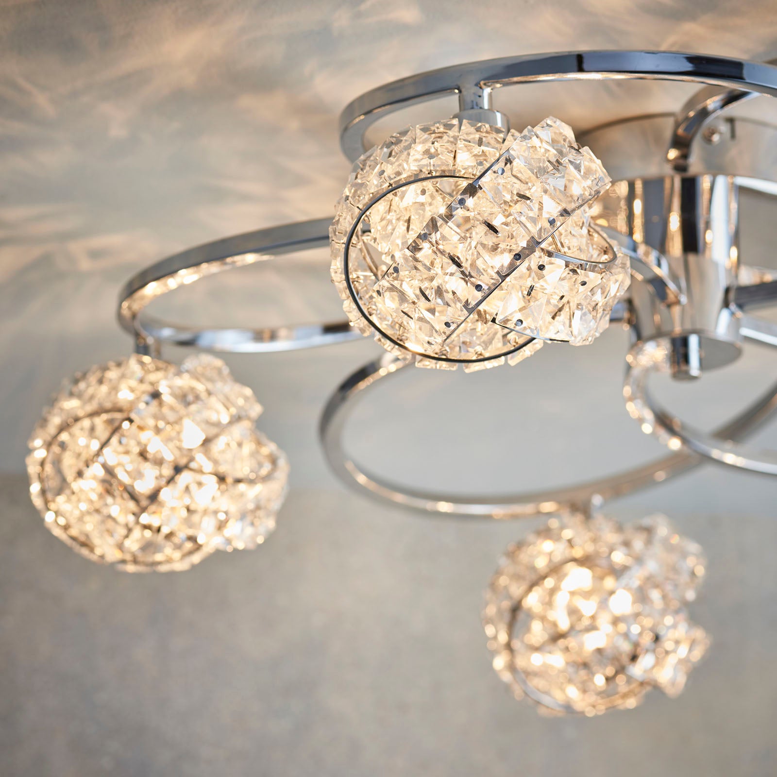Talia 5-Light Chrome Ceiling Light (Crystal Clusters)