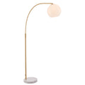 Otto Floor Lamp - Brushed Brass, White & Grey Marble (Large)