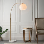 Otto Floor Lamp - Brushed Brass, White & Grey Marble (Large)