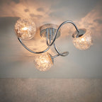 Auria 3-Light Semi-Flush Mount: Modern Style (Chrome & Beaded Glass)