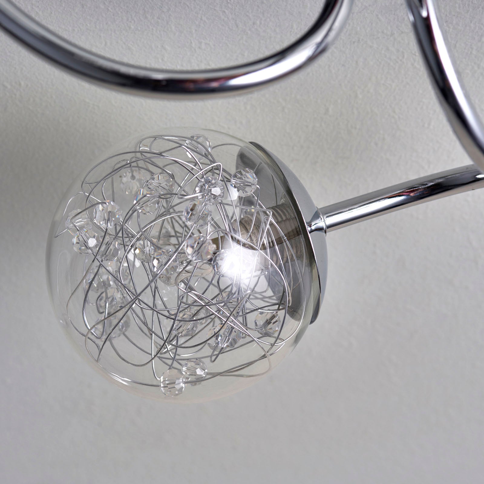 Auria 3-Light Semi-Flush Mount: Modern Style (Chrome & Beaded Glass)