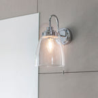 Ashbury 1-Light Bathroom Wall Sconce: Classic Style (Chrome & Glass)