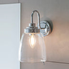 Ashbury 1-Light Bathroom Wall Sconce: Classic Style (Chrome & Glass)