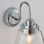 Ashbury 1-Light Bathroom Wall Sconce: Classic Style (Chrome & Glass)
