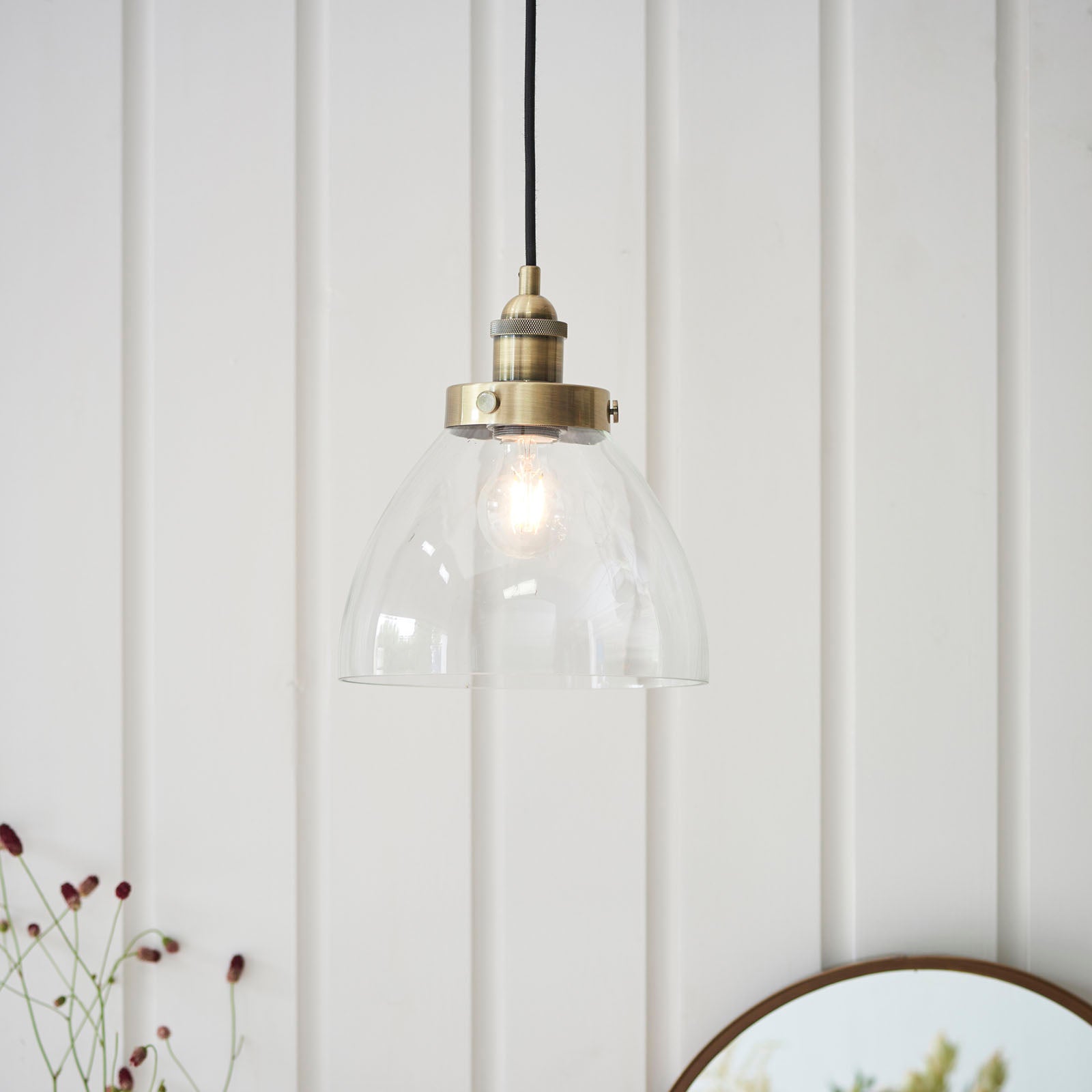 Hansen Antique Brass Industrial Pendant Lamp