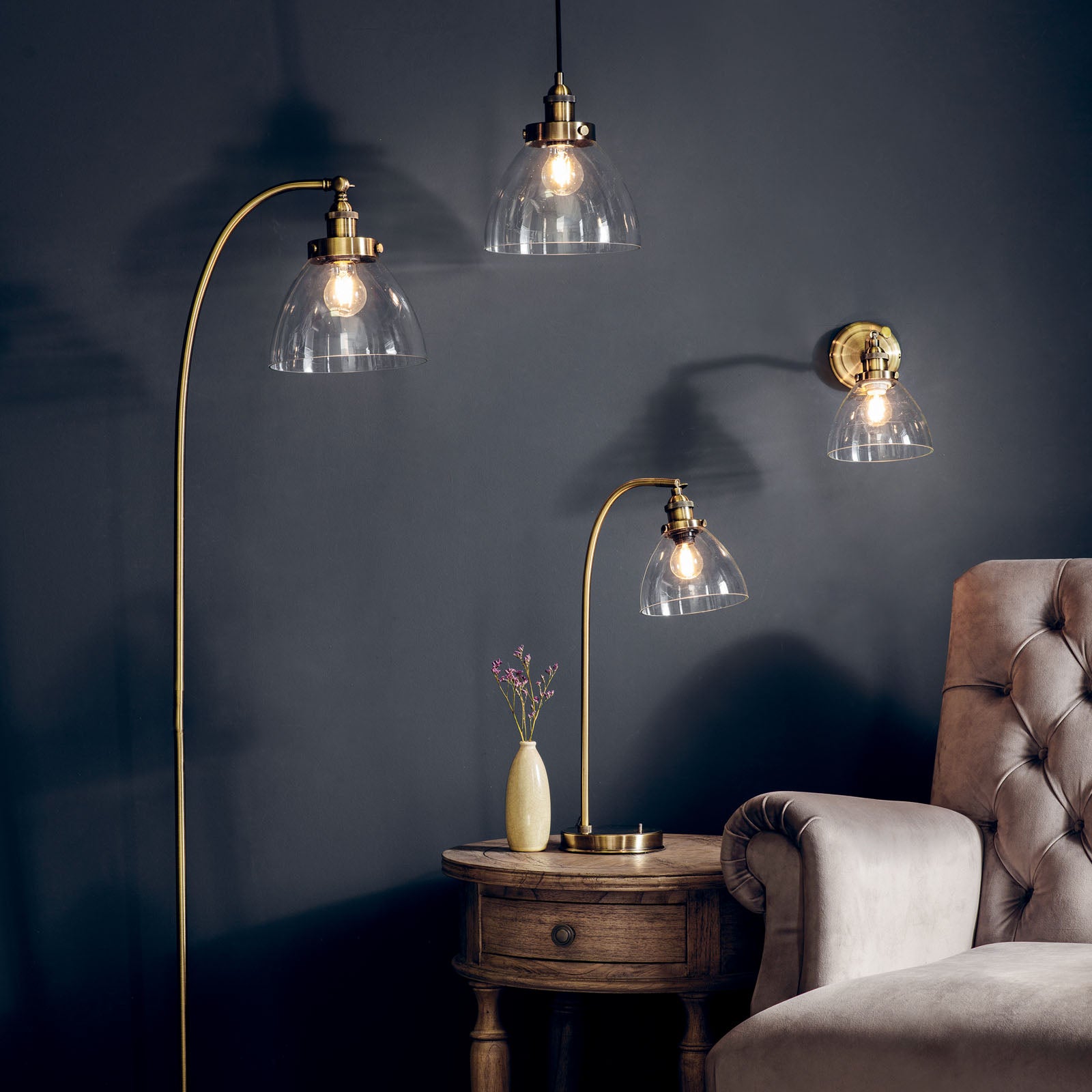 Hansen Antique Brass Industrial Pendant Lamp