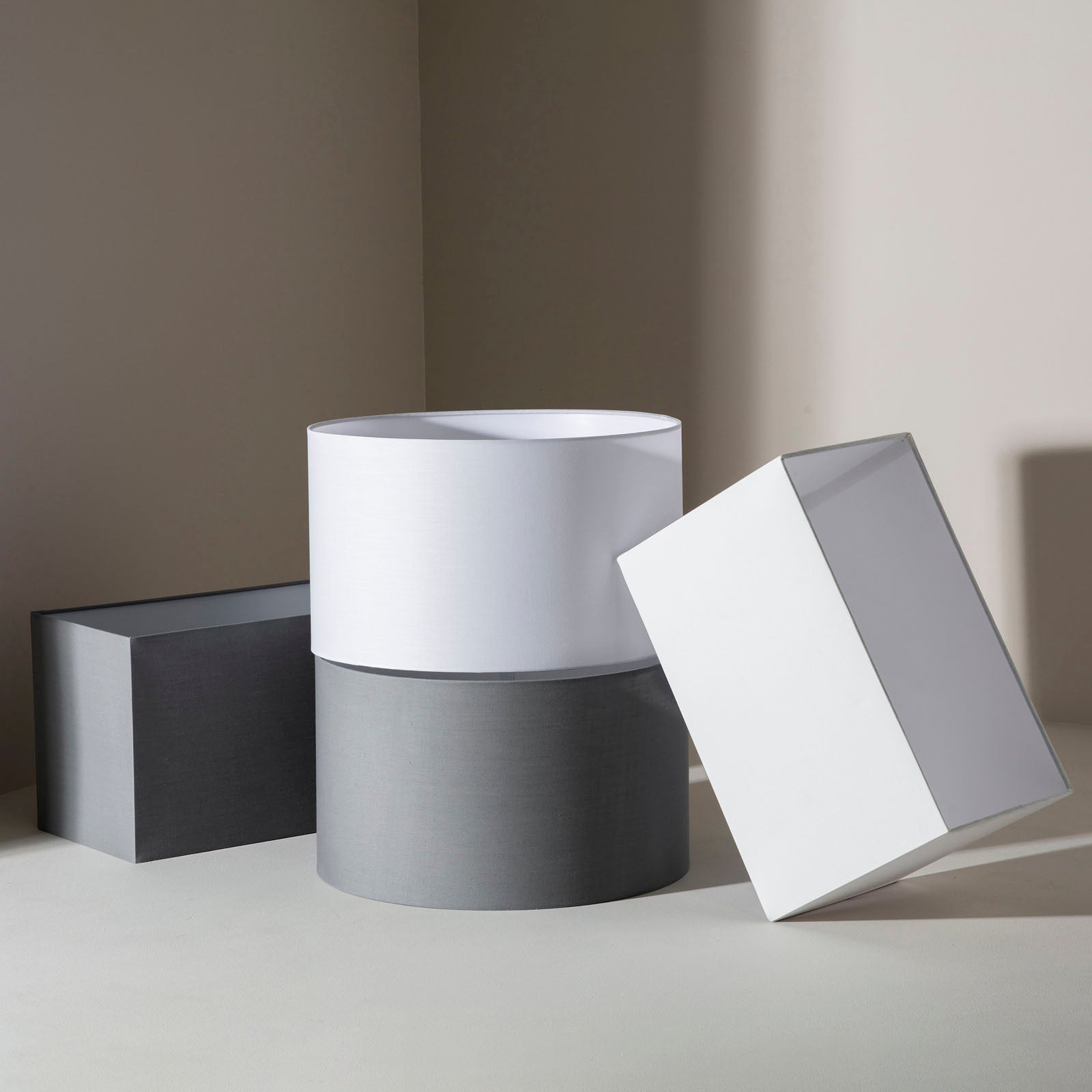 Rectangular Cool Grey Fabric Lamp Shade (Modern)