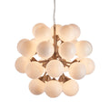 Oscar Satin Nickel 28-Light Mid-Century Pendant with Gloss White Glass Shades