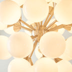 Oscar Satin Nickel 28-Light Mid-Century Pendant with Gloss White Glass Shades