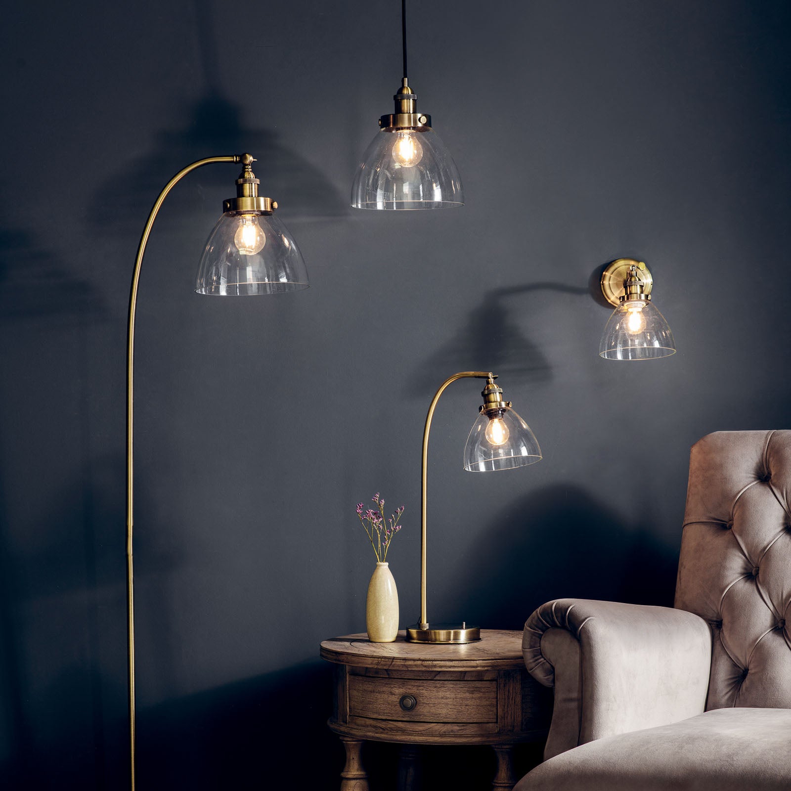 Hansen Antique Brass Adjustable Industrial Table Lamp
