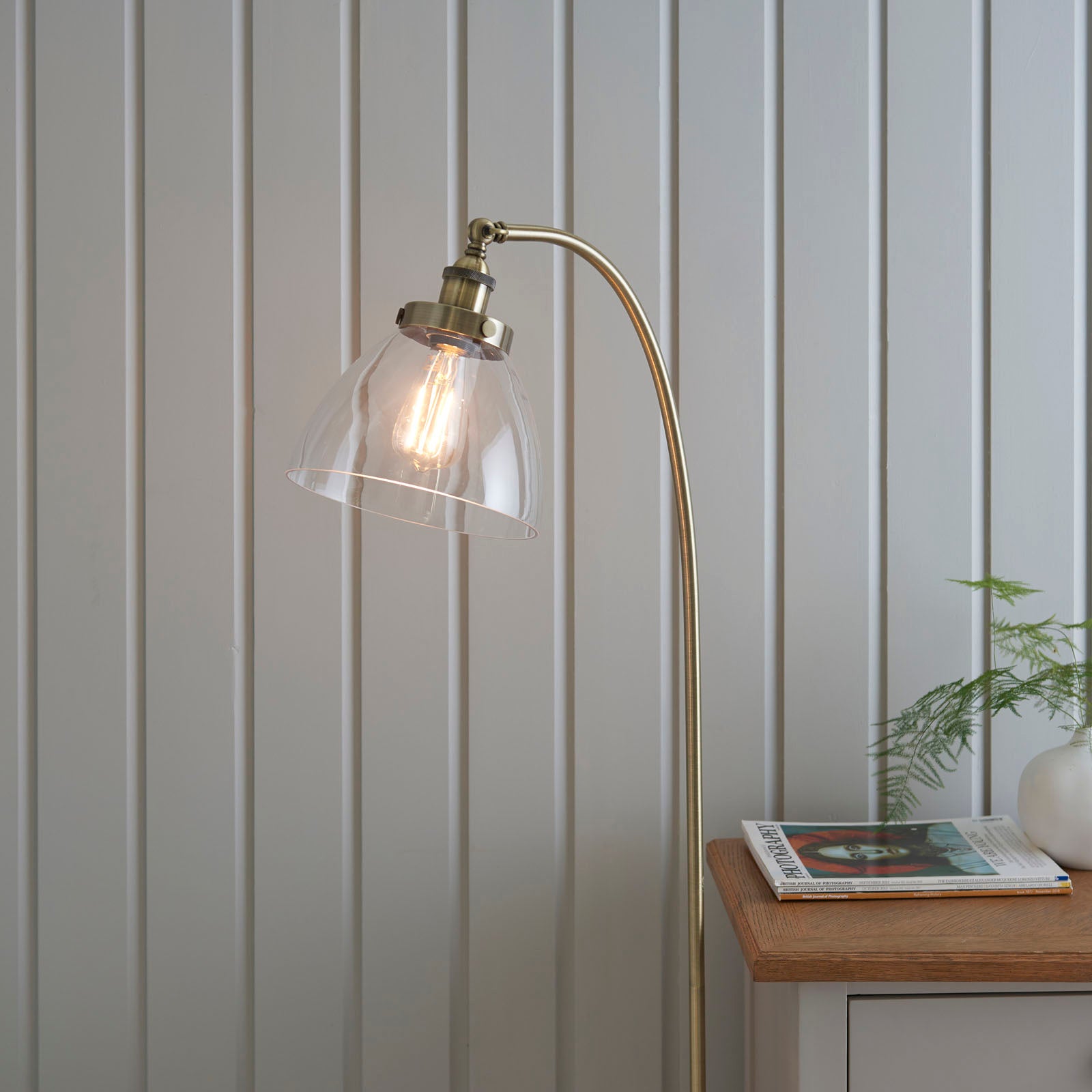 Hansen 1-Light Adjustable Industrial Floor Lamp (Antique Brass)
