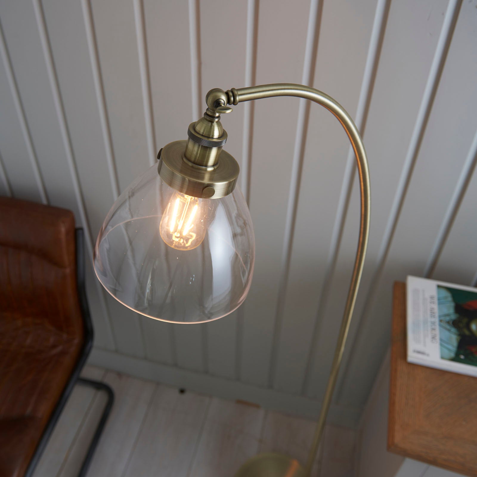 Hansen 1-Light Adjustable Industrial Floor Lamp (Antique Brass)
