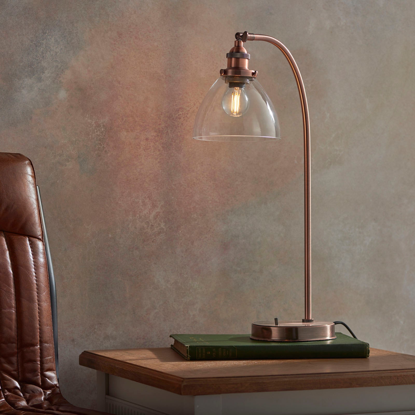 Hansen Aged Copper Adjustable Industrial Table Lamp