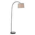 Carlson Modern Matt Black Floor Lamp with Grey Shade