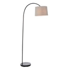 Carlson Modern Matt Black Floor Lamp with Grey Shade