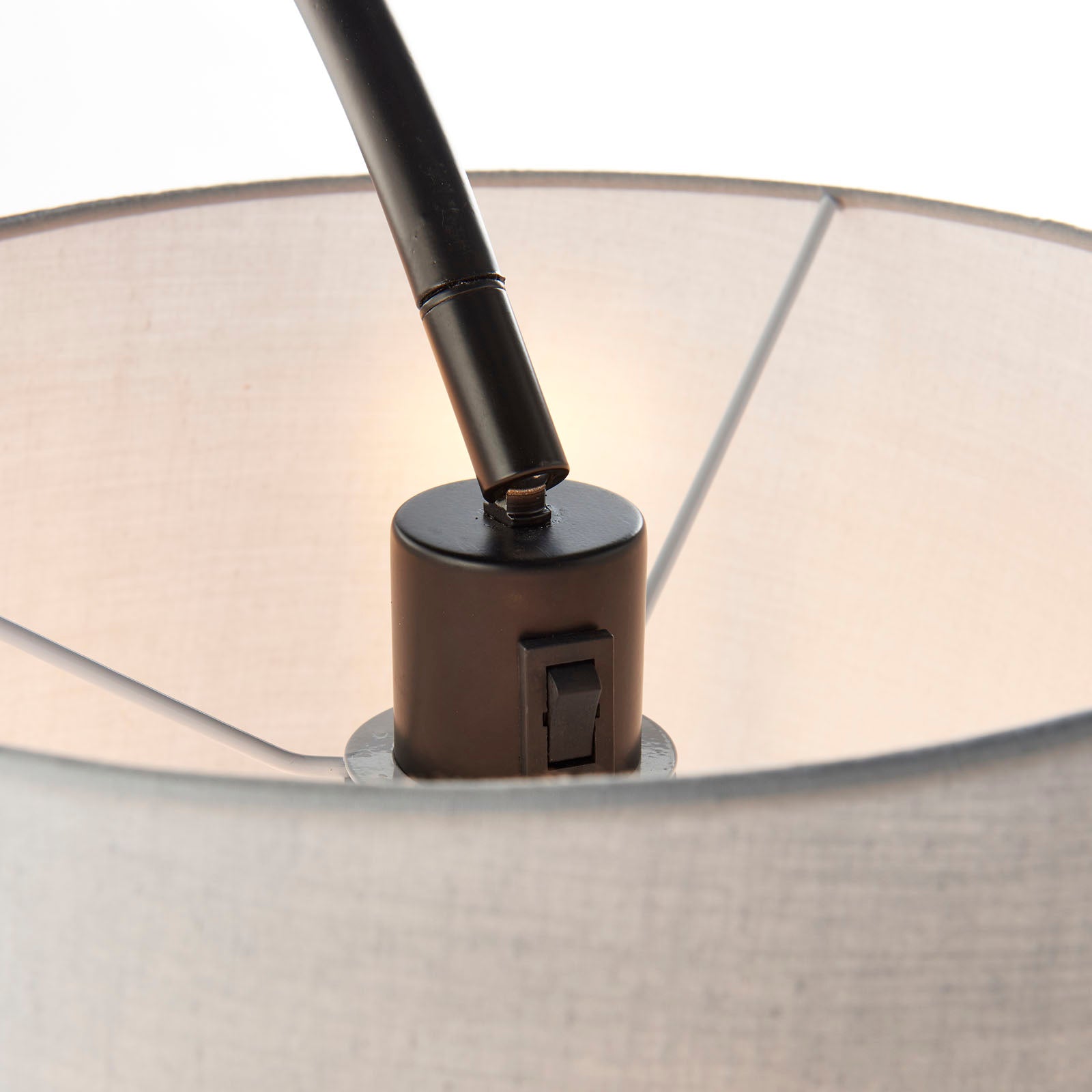 Carlson Modern Matt Black Floor Lamp with Grey Shade