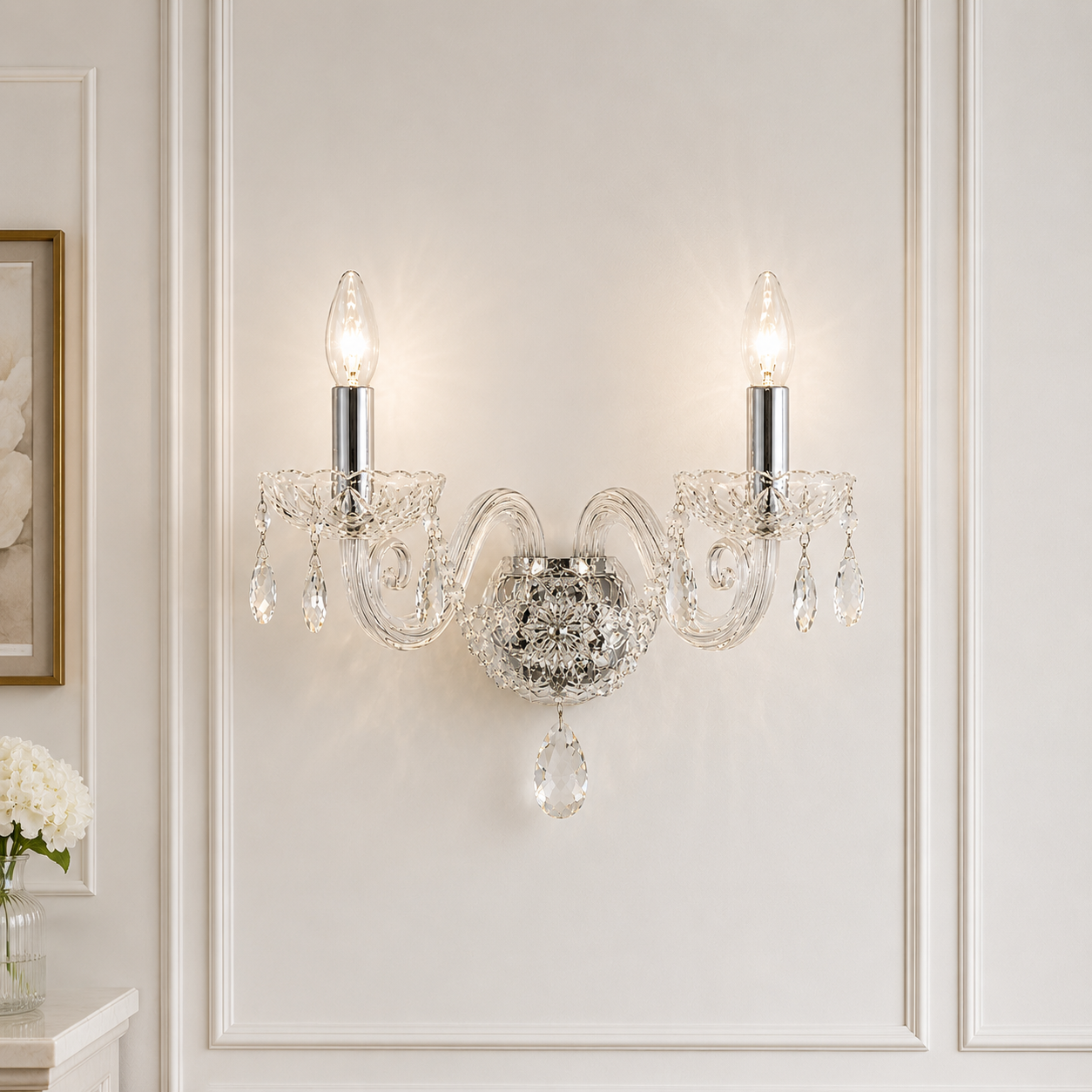 Kolin 2 Light Crystal Wall Nickel Trim