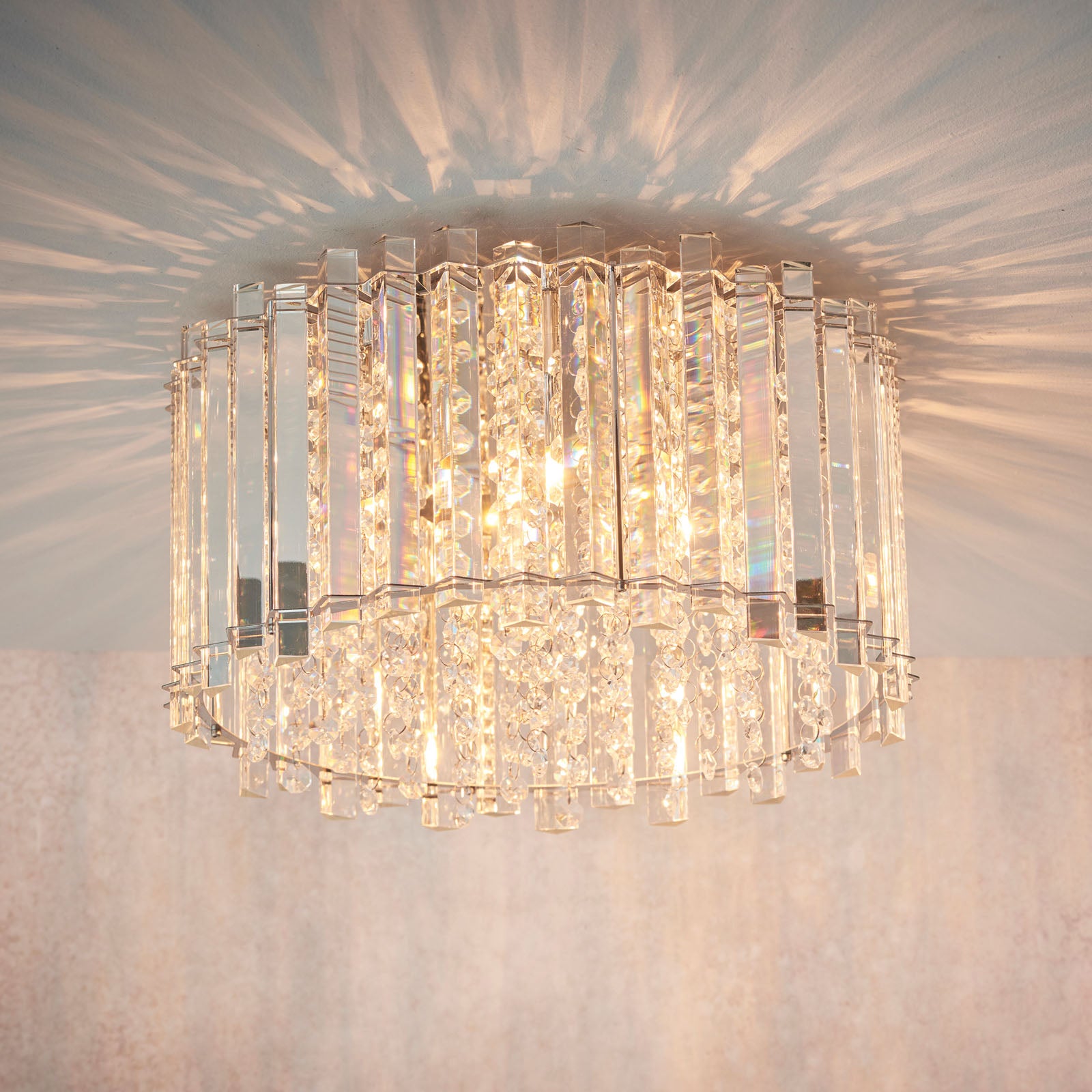 Hanna 4-Light High-Quality Clear Crystal Flush Mount Ceiling Light