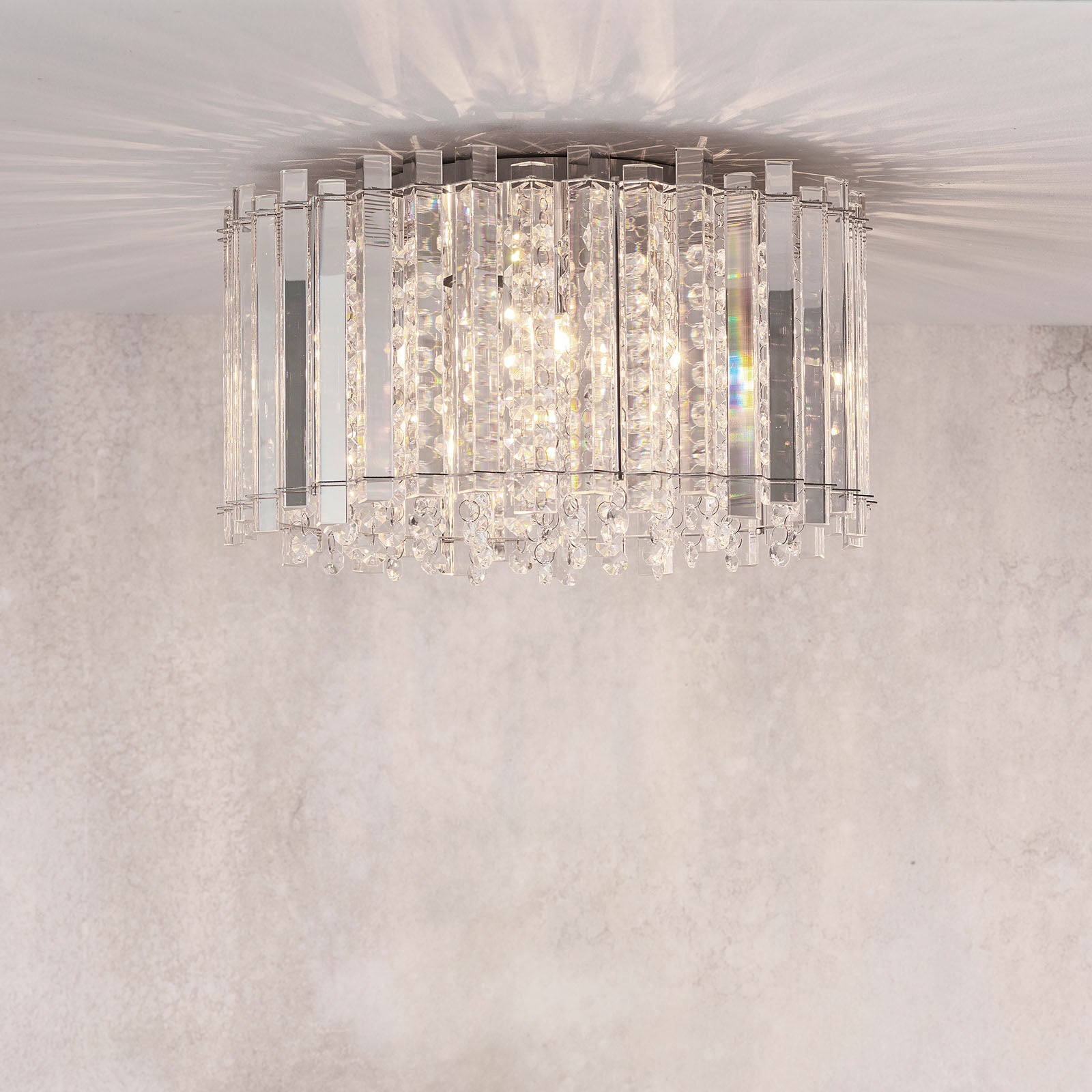 Hanna 4-Light High-Quality Clear Crystal Flush Mount Ceiling Light