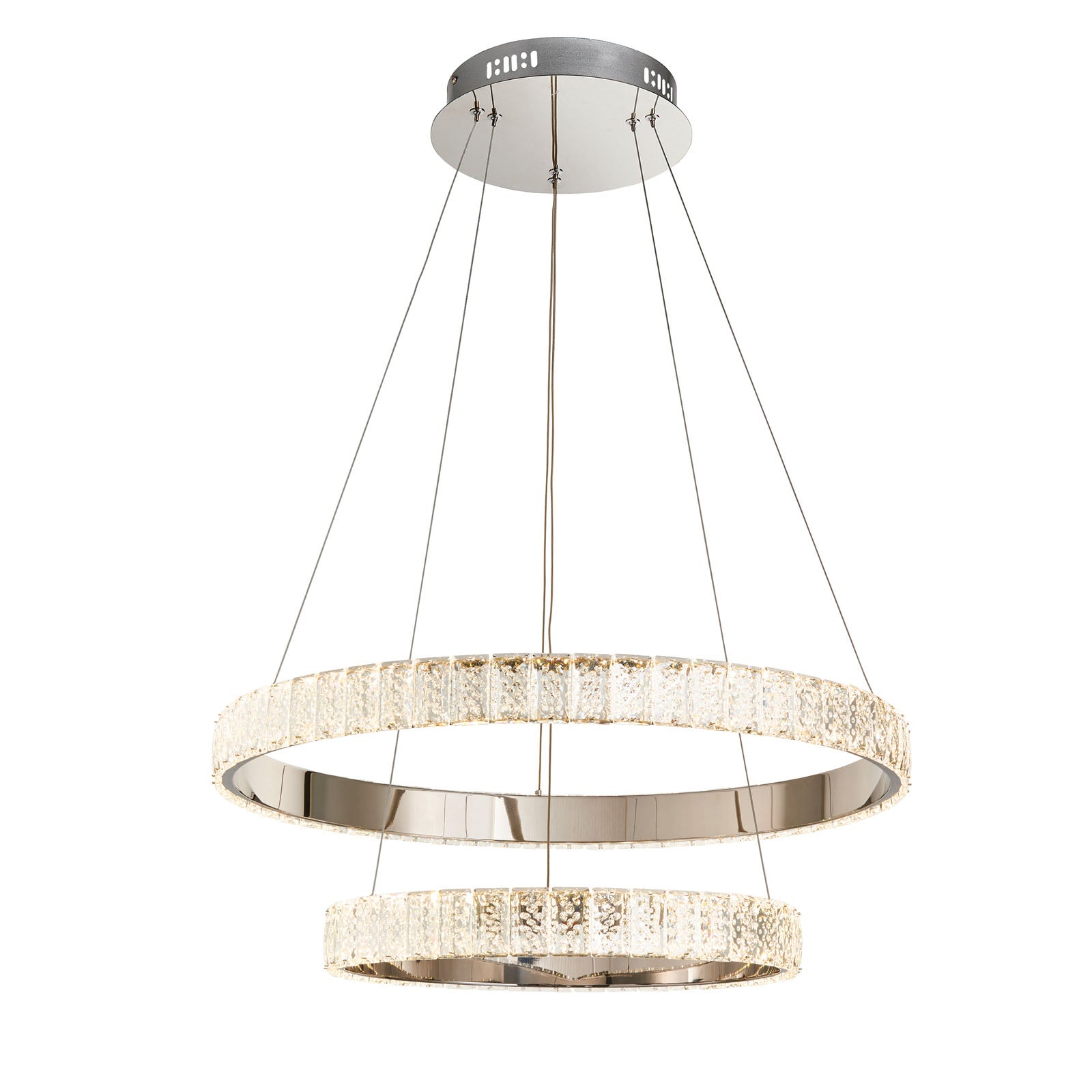 Celeste Modern 2-Light Chrome Pendant Light with Clear Crystals (LED)
