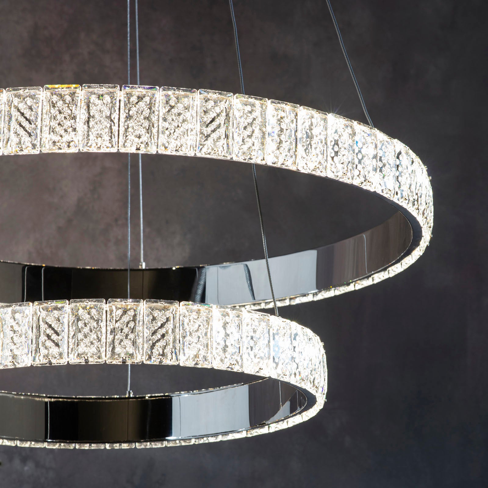Celeste Modern 2-Light Chrome Pendant Light with Clear Crystals (LED)