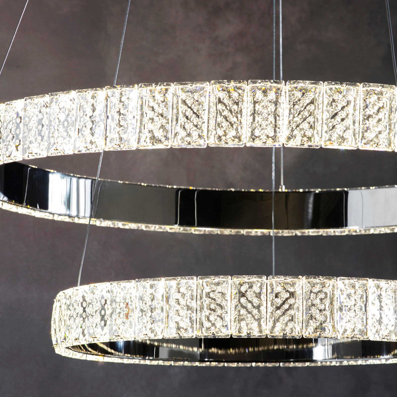 Celeste Modern 2-Light Chrome Pendant Light with Clear Crystals (LED)