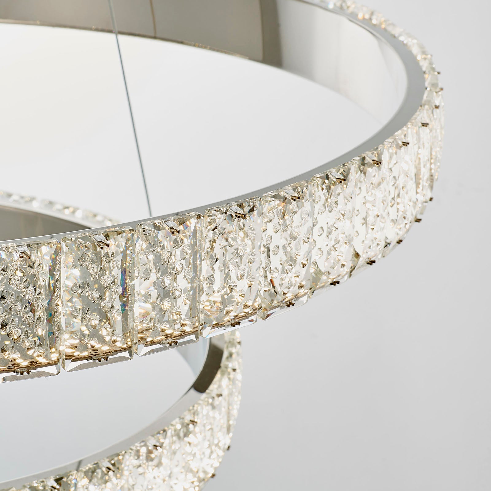 Celeste Modern 2-Light Chrome Pendant Light with Clear Crystals (LED)