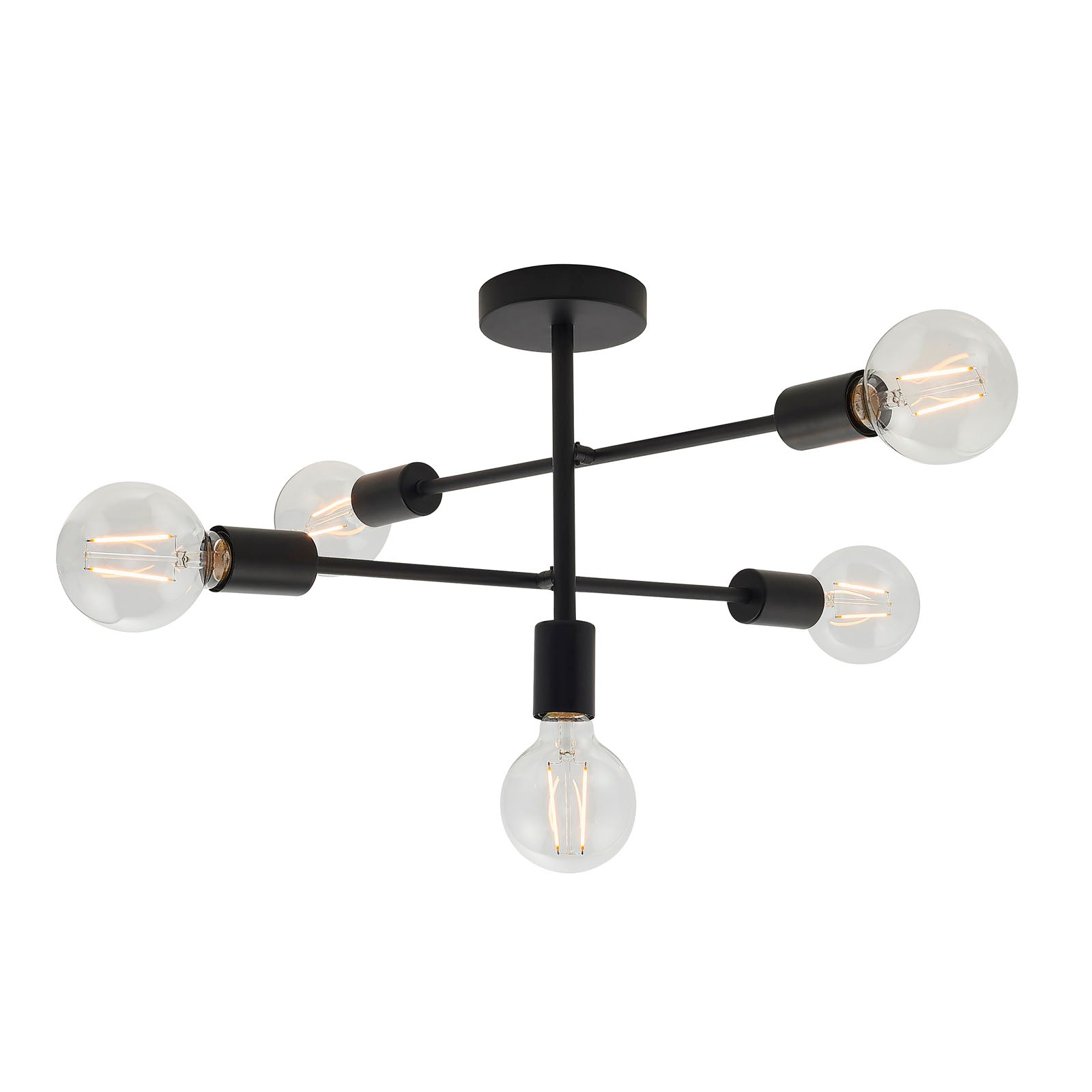 Studio Matt Black 5-Light Semi-Flush Ceiling Light