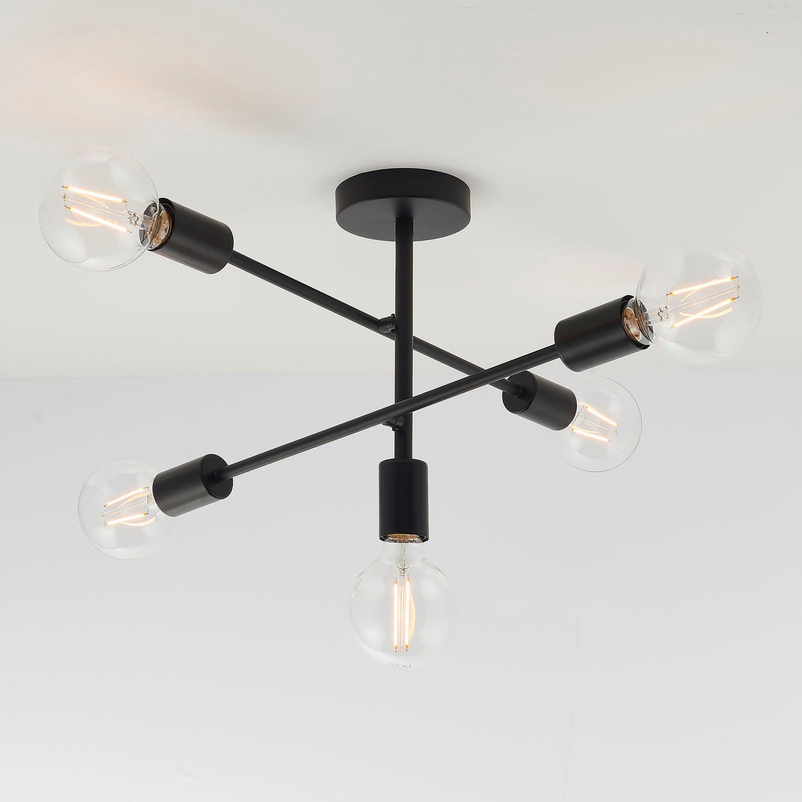 Studio Matt Black 5-Light Semi-Flush Ceiling Light