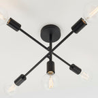 Studio Matt Black 5-Light Semi-Flush Ceiling Light