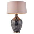 Ilsa Black Glass Table Lamp with Grey Faux Silk Shade