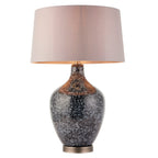 Ilsa Black Glass Table Lamp with Grey Faux Silk Shade