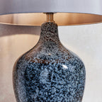 Ilsa Black Glass Table Lamp with Grey Faux Silk Shade
