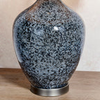Ilsa Black Glass Table Lamp with Grey Faux Silk Shade