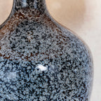 Ilsa Black Glass Table Lamp with Grey Faux Silk Shade