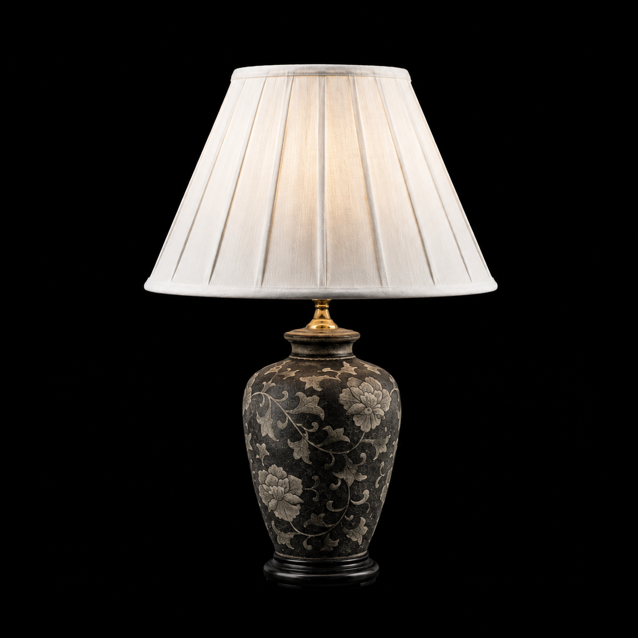 TL365 - Black Floral Pattern Table Lamp