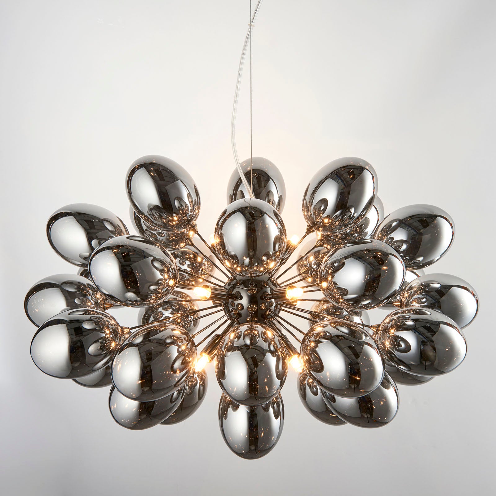 Infinity 8-Light Black Chrome Pendant Light with Dark Chrome Glass Shades